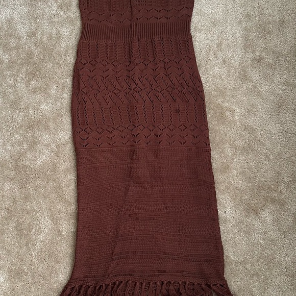 Paradise Cove Crochet Knit Fringe  Hem Midi Dress - Picture 4 of 4